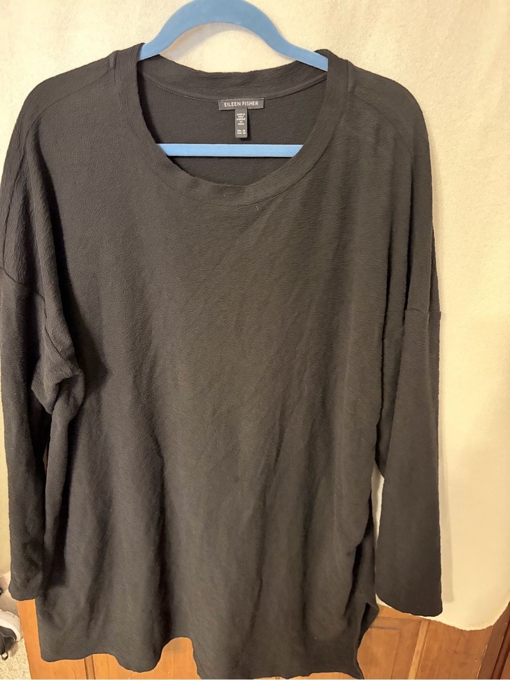 Eileen Fisher Black Tunic Top 100% Organic Cotton